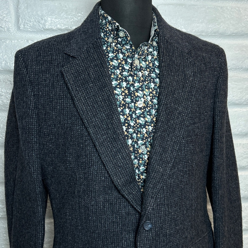 Vintage Oakmont Wool Tweed Blue Sport Coat Blazer 44L
